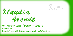 klaudia arendt business card